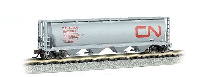 Canadian Cylindrical 4-Bay Grain Hopper - Ready to Run - Silver Series(R) -- Canadian Nationa, N, Bachmann Industries 19163