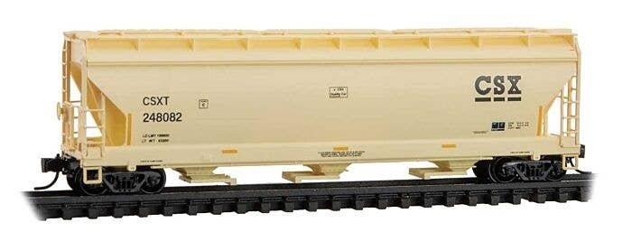 ACF 3-Bay Center Flow Covered Hopper with Elongated Hatches - Ready to Run -- CSX 248082 (bei, N, Micro Trains Line 9400930