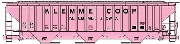 Pullman-Standard 4750 3-Bay Covered Hopper - Kit -- Klemme COOP RREX 4260 (pink, black), HO, Accurail Inc 81823