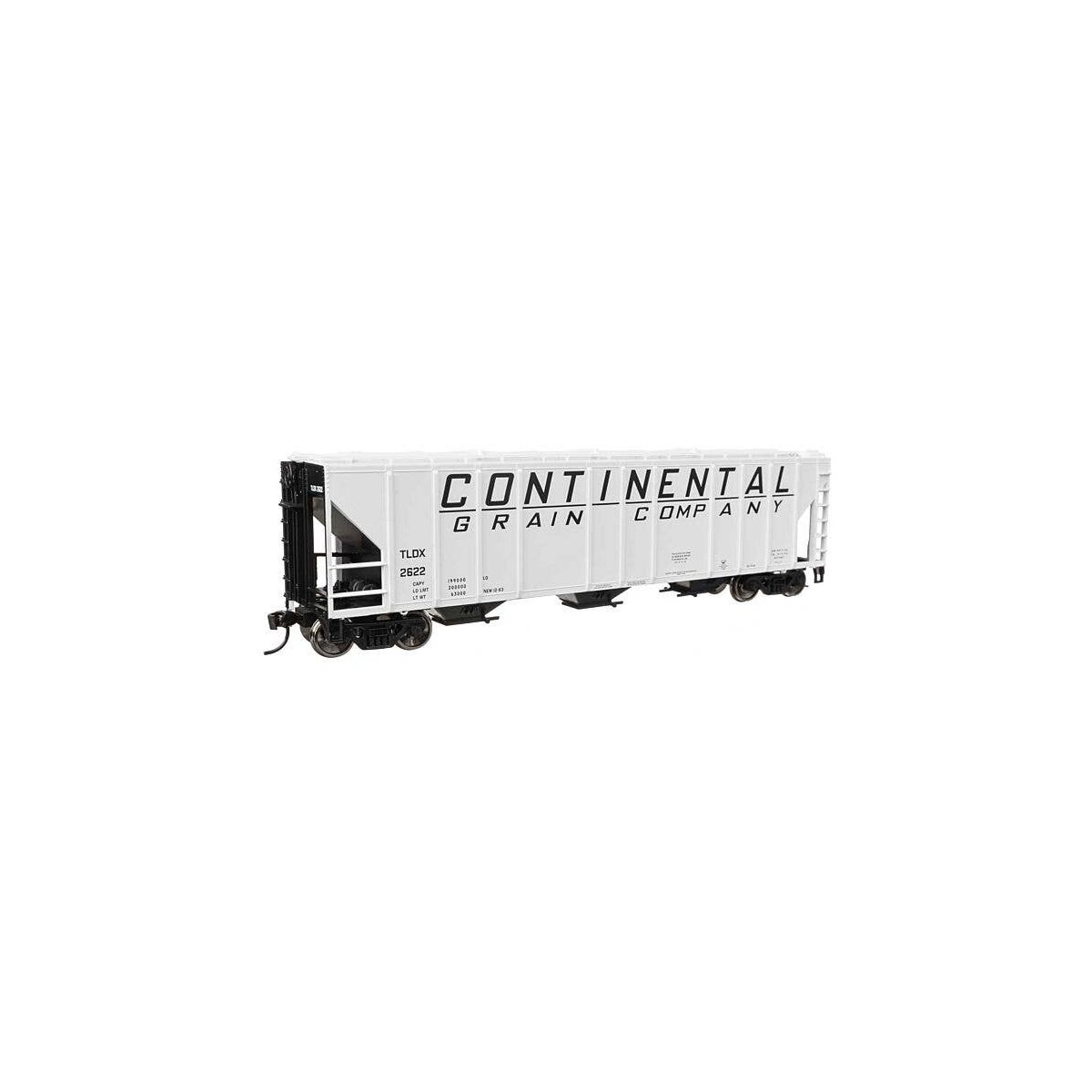 50′ Pullman-Standard PS2-CD 4427 3-Bay Covered Hopper - Ready to Run -- Continental Grain Co TL, HO, WalthersMainline 49426