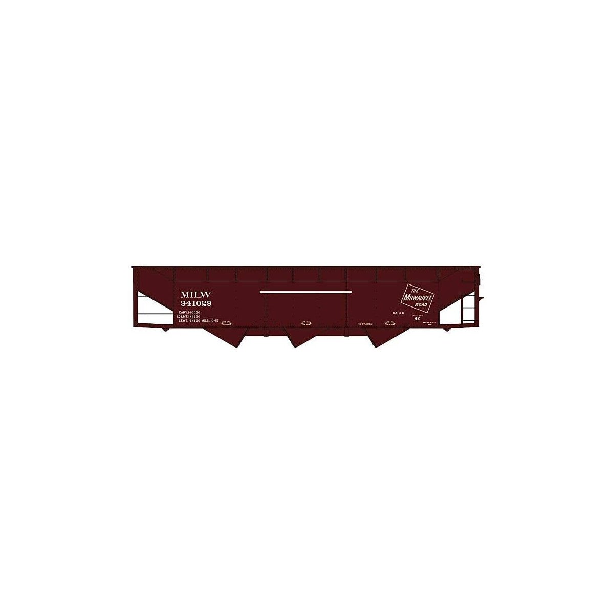 AAR 70-Ton Offset-Side 3-Bay Hopper - Kit -- Milwaukee Road 341029 (Boxcar Red, TMR Logo), HO, Accurail Inc 81852
