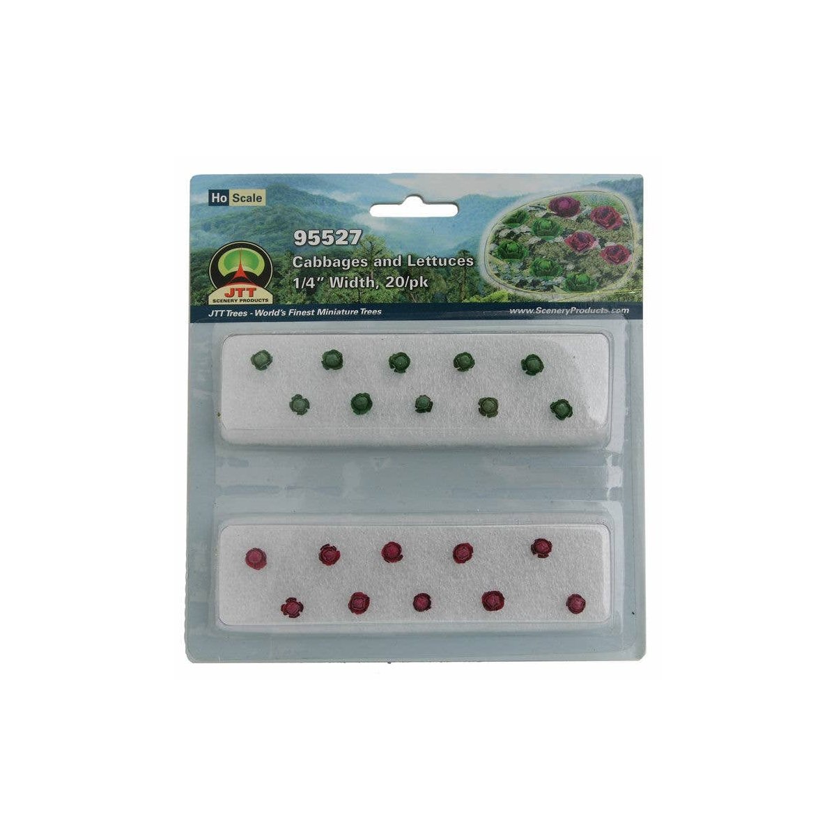Cabbage & Lettuce -- 1/4′ .6cm Tall pkg(20), HO, JTT Miniature Tree 95527