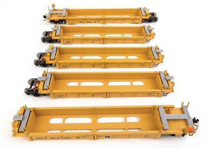 Thrall 5-Unit Rebuilt 40′ Well Car - Ready to Run -- BNSF Santa Fe Leasing SFLC 1034, HO, WalthersMainline 55677