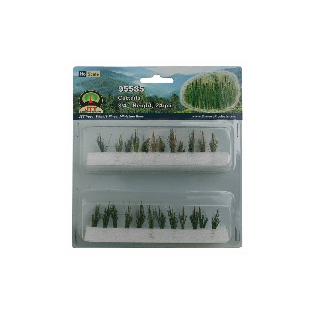 Cattails -- 3/4′ 1.9cm pkg(24), HO, JTT Miniature Tree 95535