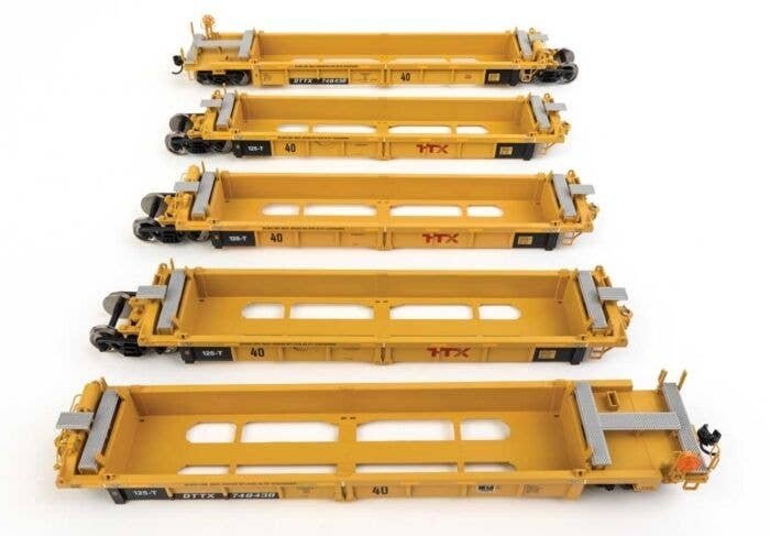 Thrall 5-Unit Rebuilt 40′ Well Car - Ready to Run -- TTX DTTX 748438 - large red TTX logo, HO, WalthersMainline 55675