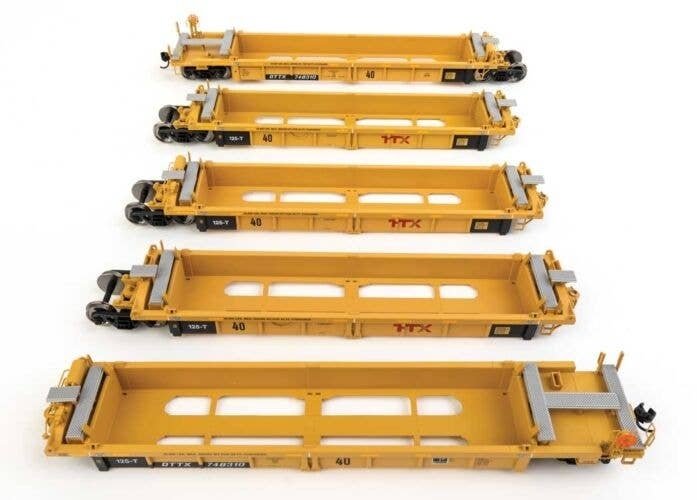 Thrall 5-Unit Rebuilt 40′ Well Car - Ready to Run -- TTX DTTX 748310 - large red TTX logo, HO, WalthersMainline 55674