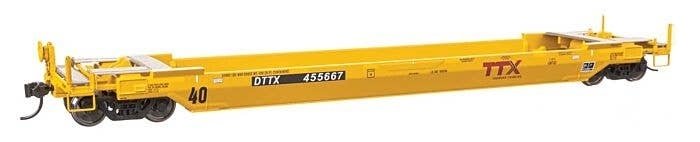 Gunderson Rebuilt All-Purpose 40′ Well Car - Ready-To-Run -- DTTX (Forward Thinking) 455667, HO, WalthersProto 109144