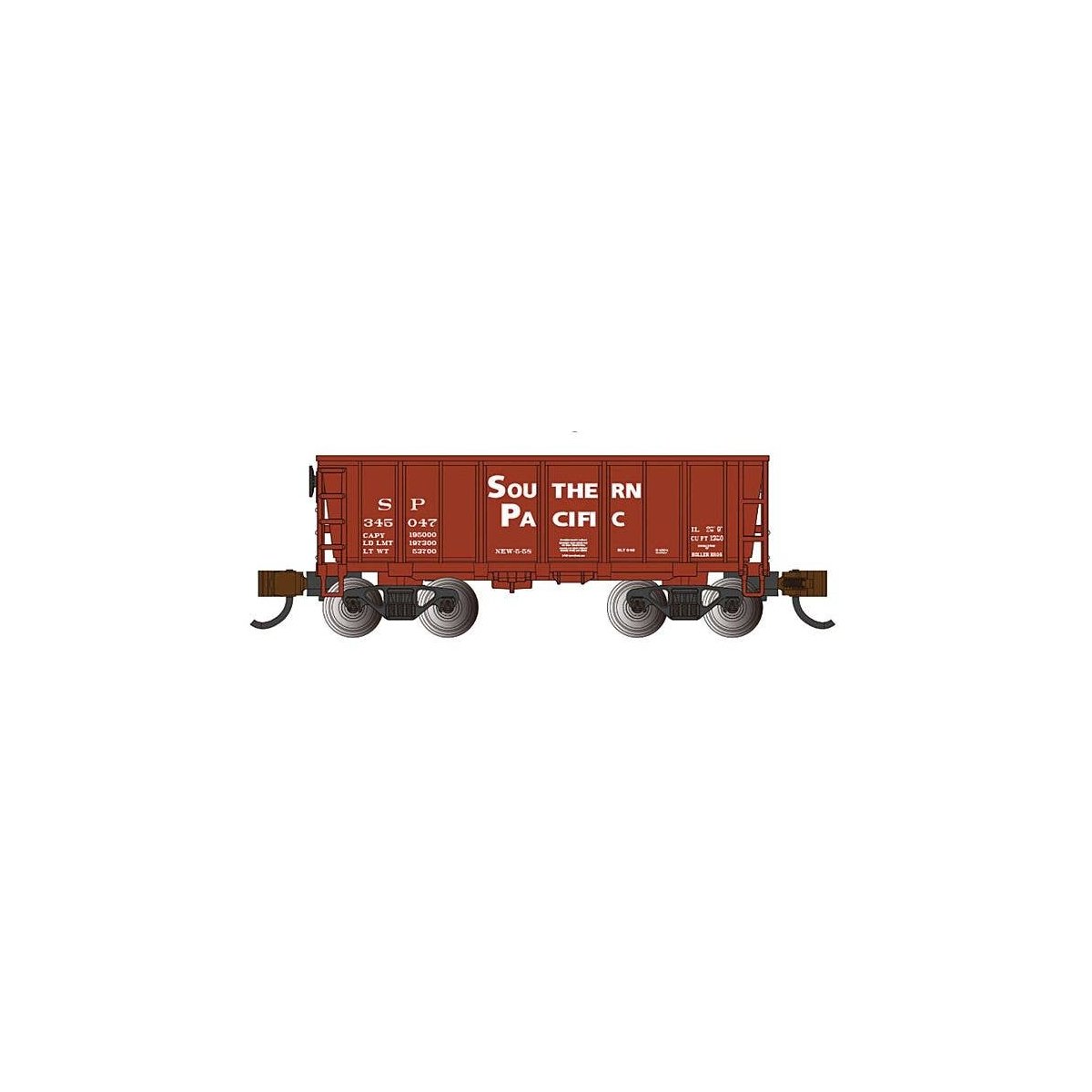 Flat-Bottom Ore Car - Ready to Run -- Southern Pacific 345047 (oxide), N, Bachmann Industries 18656