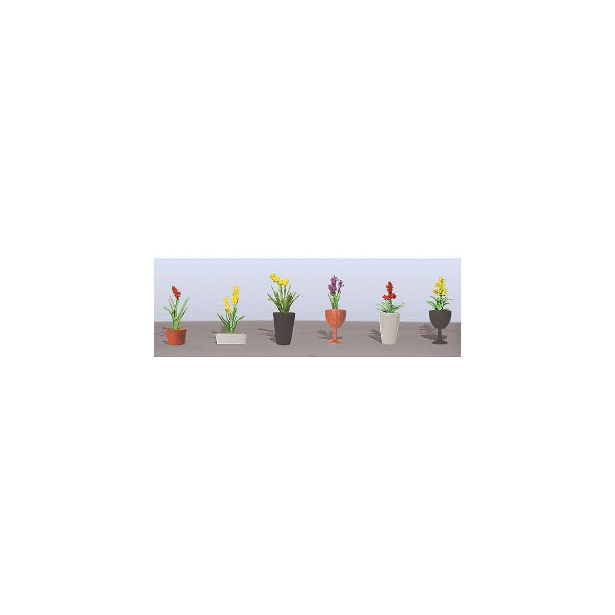 Assorted Potted Flower Plants -- Set 2 pkg(6), O, JTT Miniature Tree 95568