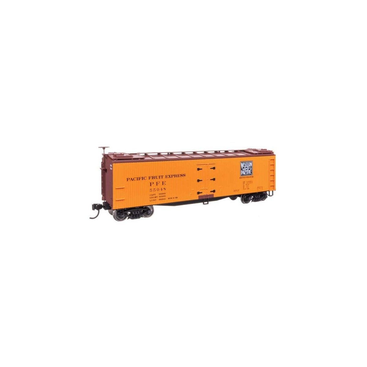 40′ Early Reefer - Ready To Run -- Pacific Fruit Express WP 55048, HO, WalthersMainline 41235