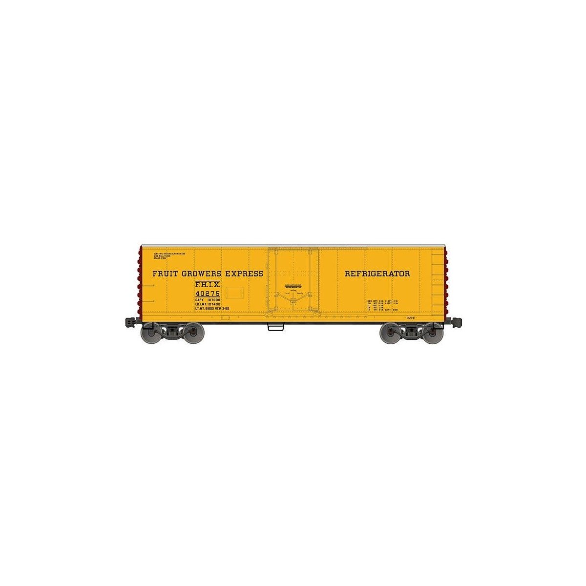 40′ Steel Reefer w/Plug Doors - Kit -- Fruit Growers Express FHIX 40275 (yellow, Boxcar Red), HO, Accurail Inc 85061