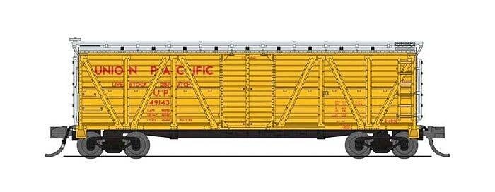 PRR K7 Stock Car with Sheep Sounds - Ready to Run -- Union Pacific 49424 (Armour Yellow, , N, Broadway Limited Imports 8470