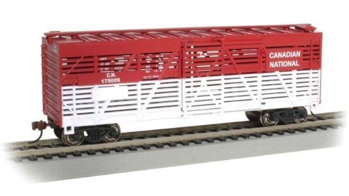 40′ Stock Car - Ready to Run - Silver Series(R) -- Canadian National 175009 (Boxcar Red, whi, HO, Bachmann Industries 18521