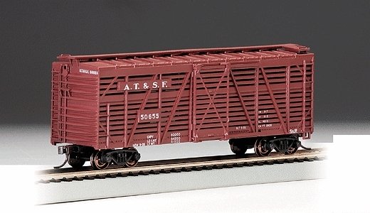 40′ Stock Car - Ready to Run - Silver Series(R) -- Atchison, Topeka & Santa Fe (Boxcar Red), HO, Bachmann Industries 18502