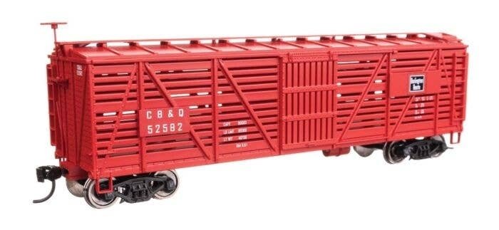 40′ Wood Stock Car - Ready to Run -- Chicago, Burlington & Quincy 52582, HO, WalthersMainline 41454