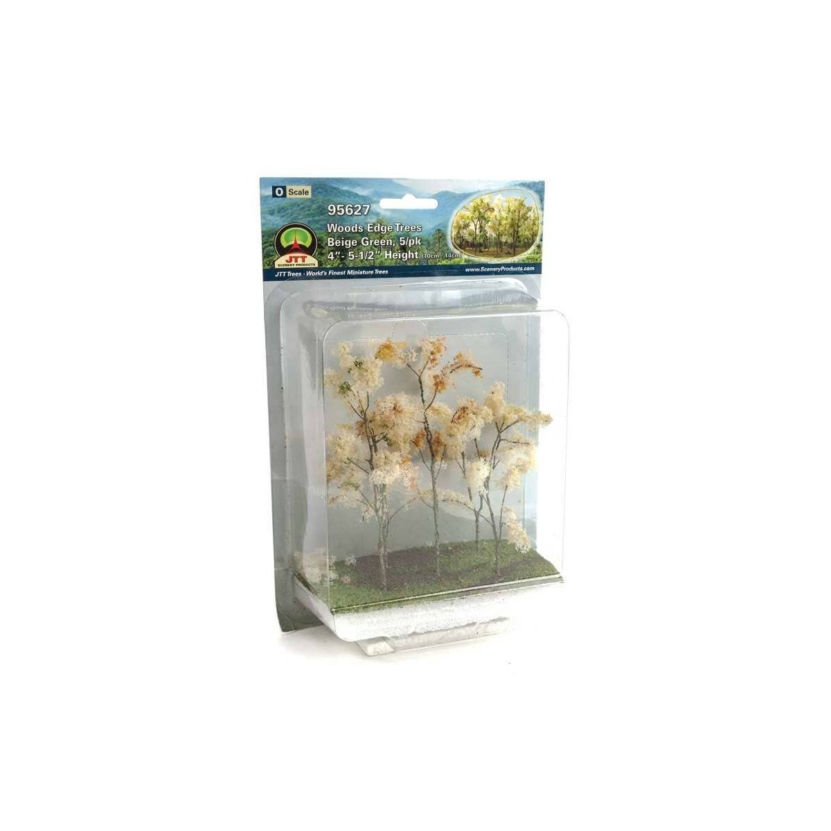 Woods Edge Trees -- Beige-Green 4 to 5-1/2′ pkg(5), ALL, JTT Miniature Tree 95627