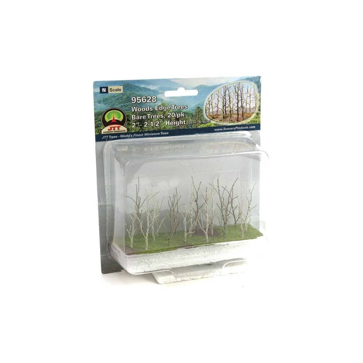 Woods Edge Trees -- Bare 2 to 2-1/2′ pkg(20), ALL, JTT Miniature Tree 95628