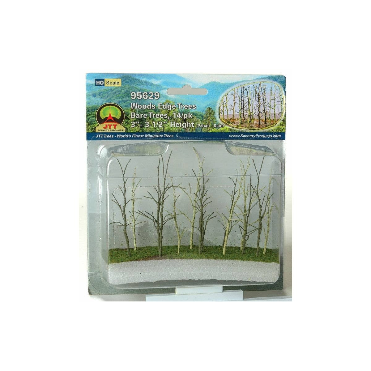 Woods Edge Trees -- Bare 3 to 3-1/2′ pkg(14), ALL, JTT Miniature Tree 95629