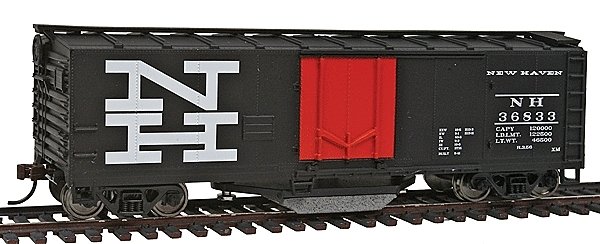 40′ Plug-Door Track Cleaning Boxcar - Ready to Run -- New Haven (black, orange Large NH Logo), HO, WalthersTrainline 1755