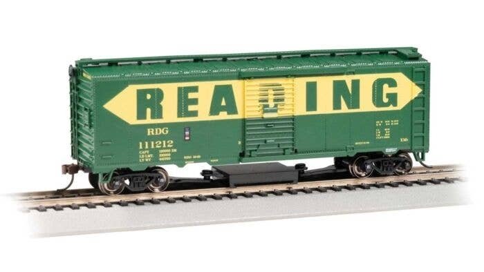 Track Cleaning 40′ Boxcar w/Removable Dry Pad - Ready-to-Run -- Reading 111212 (green, yello, HO, Bachmann Industries 16326