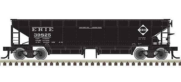 70-Ton Hart Ballast Car - Ready to Run - Master(R) -- Erie 39837 (black, white), HO, Atlas Model Railroad Co. 20006803