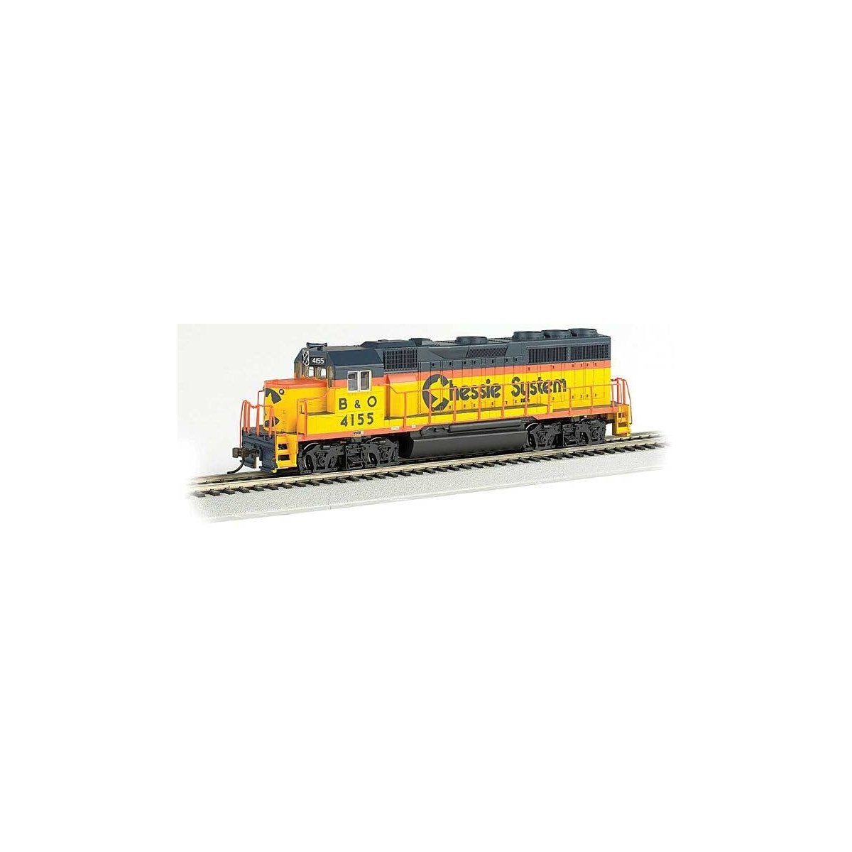 EMD GP40 - Standard DC -- Chessie System 4155 (yellow, vermillion, blue), HO, Bachmann Industries 63533