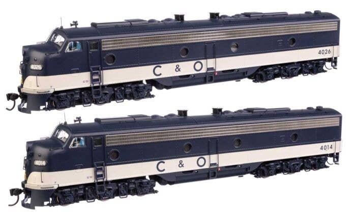 EMD E8 A-A with LokSound 5 Sound & DCC -- Chesapeake & Ohio 4014 & 4026, HO, WalthersProto 42911