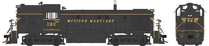 Alco RS3 Hammerhead High Hood - Standard DC -- Western Maryland 194 (black, yellow, Spe, HO, Bowser Manufacturing Co. 25459