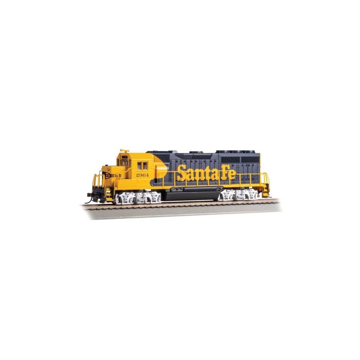 EMD GP40 - Standard DC -- Santa Fe 2964 (Warbonnet, blue, yellow), HO, Bachmann Industries 63526