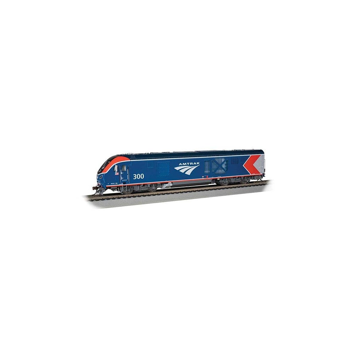 Siemens ALC-42 Charger - WowSound(R) and DCC -- Amtrak 300 (Phase VI 2021 blue, silver, red,, HO, Bachmann Industries 68301