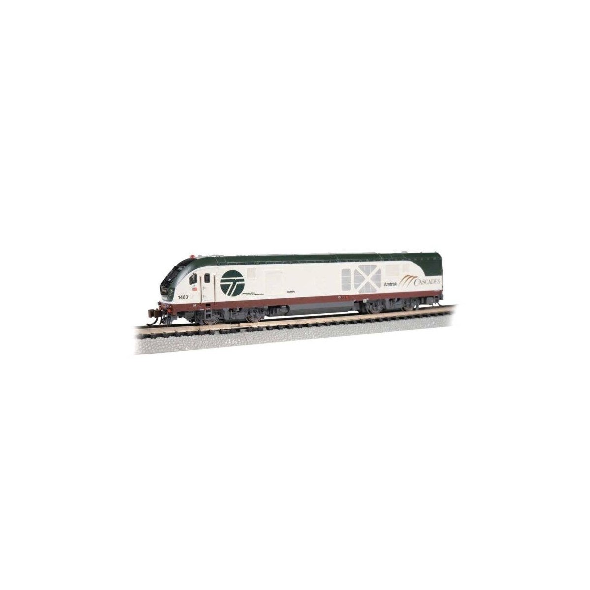 Siemens SC-44 Charger - Sound and DCC -- Amtrak 1403 (Cascades, Washington DOT white, green, , N, Bachmann Industries 67954