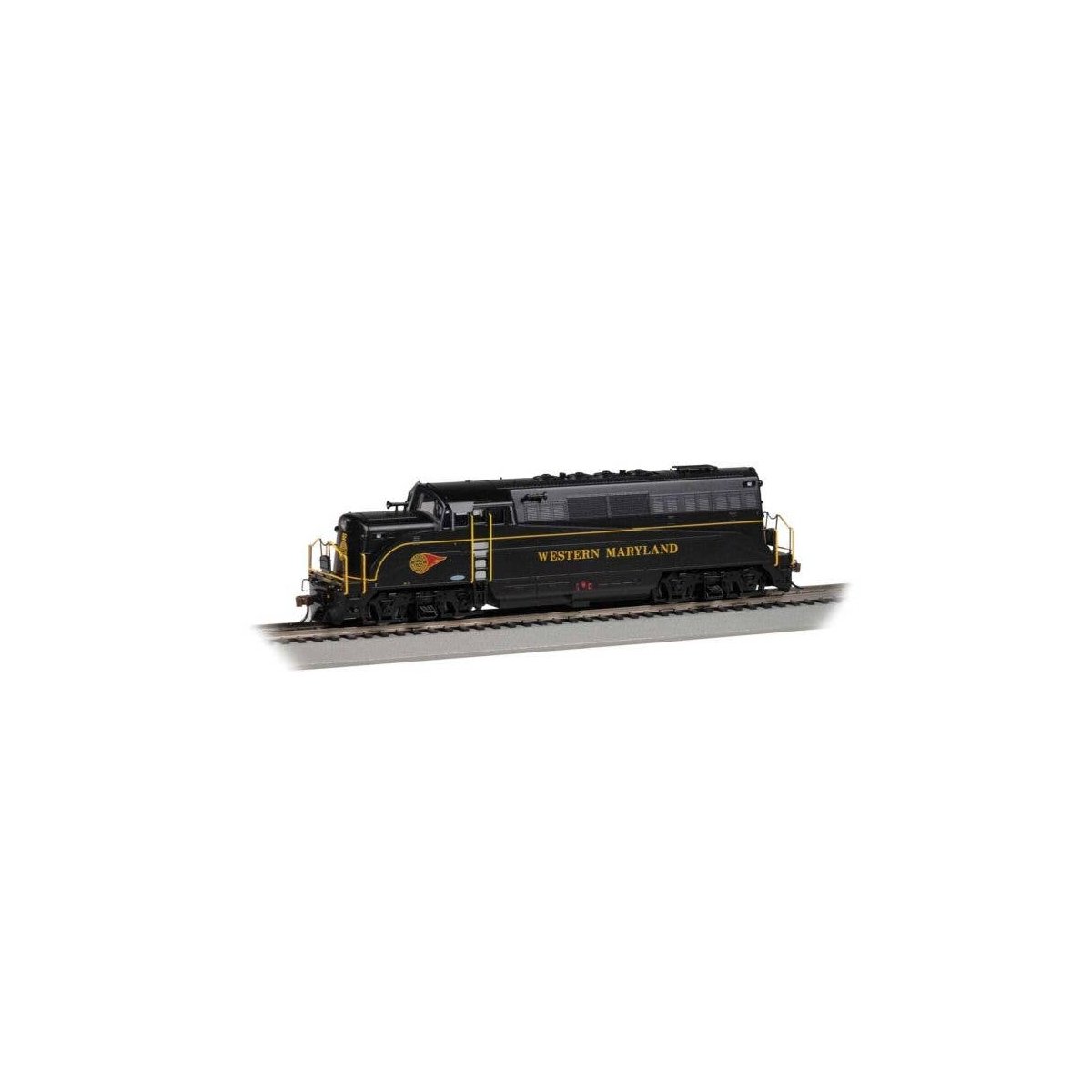 EMD BL2 - DCC -- Western Maryland 82 (black, yellow, Fireball Logo), HO, Bachmann Industries 69204