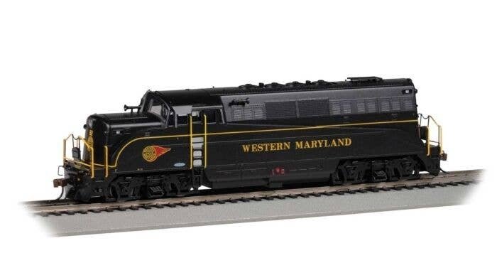 EMD BL2 - DCC -- Western Maryland 82 (black, yellow, Fireball Logo), HO, Bachmann Industries 69204