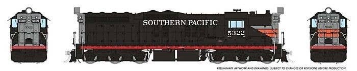 EMD SD7 High Nose - Standard DC -- Southern Pacific 5322 (Black Widow, black, silver, orange, , HO, Rapido Trains Inc 50211