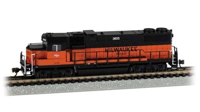 EMD GP38-2 No Dynamic Brakes - Standard DC -- Milwaukee Road 355 (orange, black), N, Bachmann Industries 61753