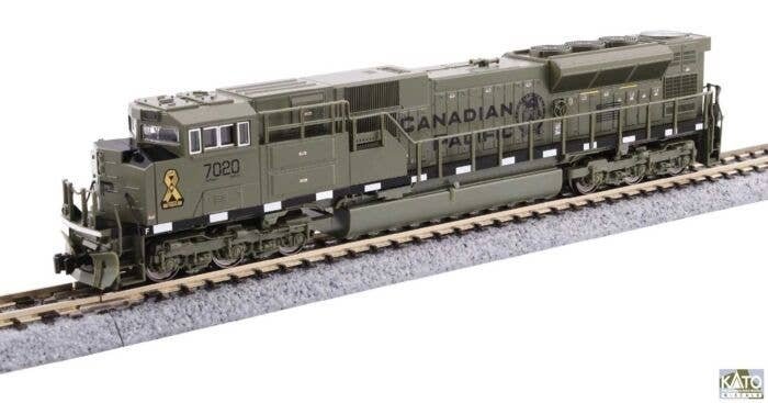 EMD SD70ACU - Standard DC -- Canadian Pacific 7020 (Military Heritage Yellow Ribbon, green, black), N, Kato USA Inc 1768541