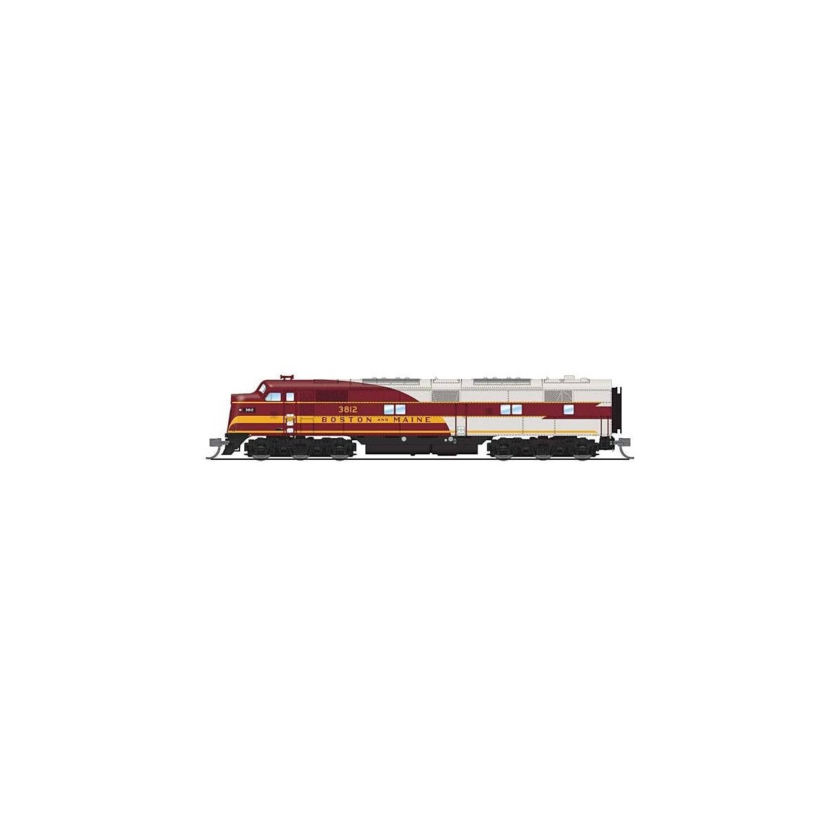 EMD E7A - Standard DC - Stealth Series -- Boston & Maine 3815 (As-Delivered, maroon, gray, N, Broadway Limited Imports 8791