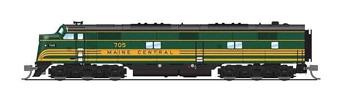 EMD E7A - Standard DC - Stealth Series -- Maine Central 708 (green, Dulux Gold), N, Broadway Limited Imports 8793