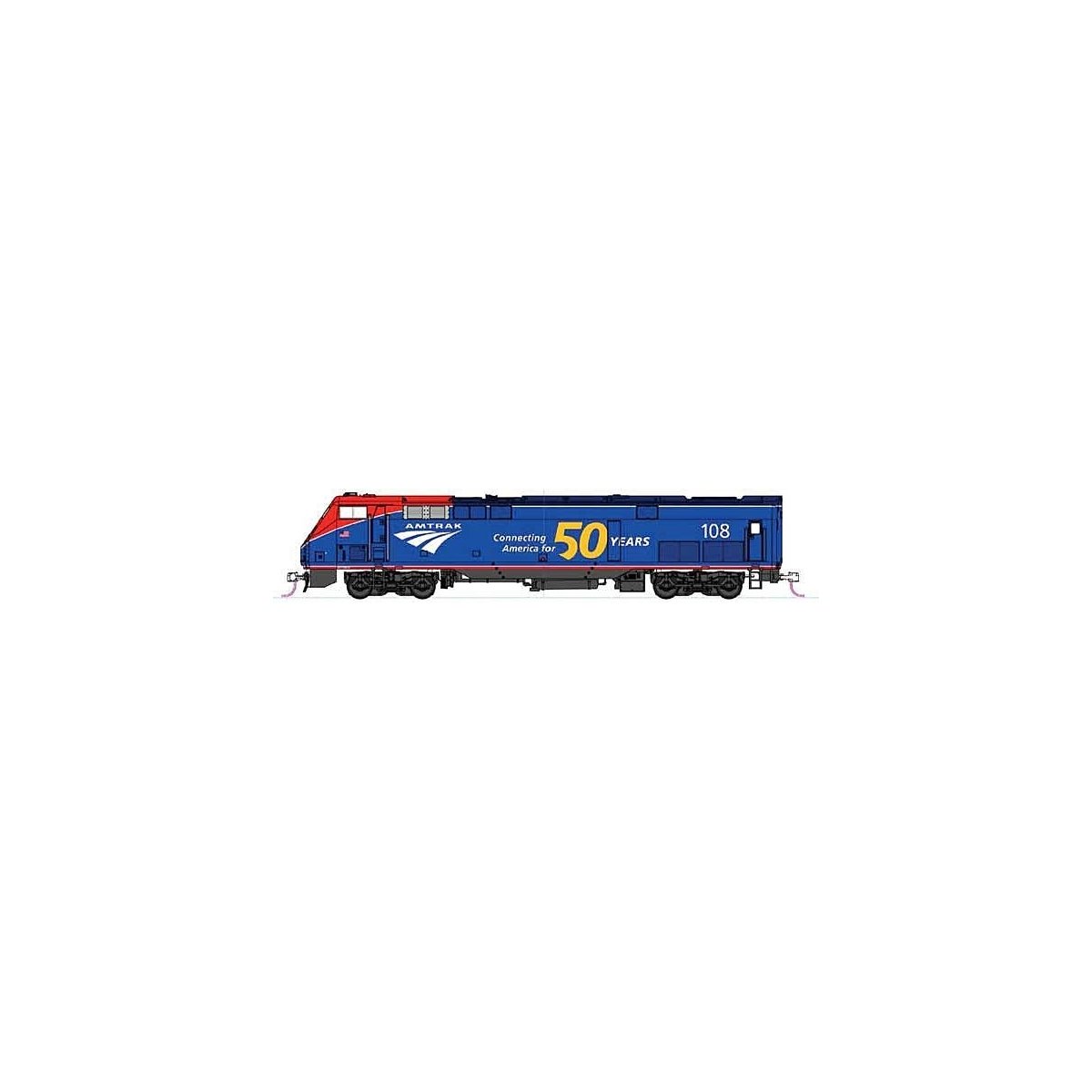 GE P42 Genesis - Standard DC -- Amtrak 108 (Phase VI, blue, red, white, 50th Anniversary Logo), N, Kato USA Inc 1766037