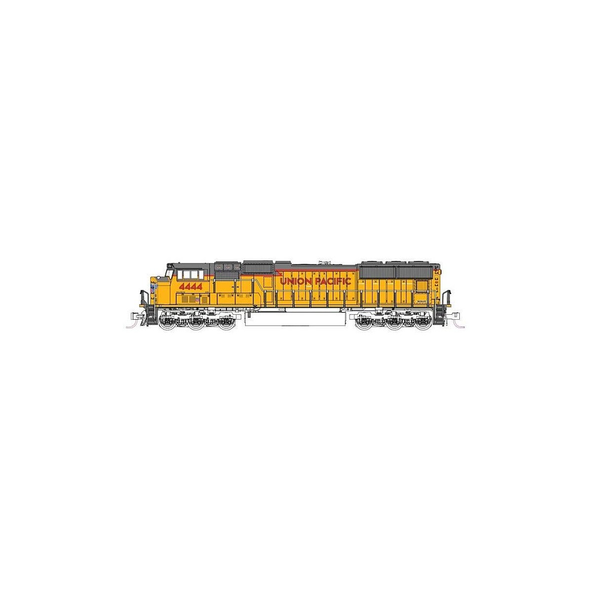 EMD SD70M with Flat Radiators - DCC -- Union Pacific 4444 (Armour Yellow, gray, red, yellow Fra, N, Kato USA Inc 1767618DCC