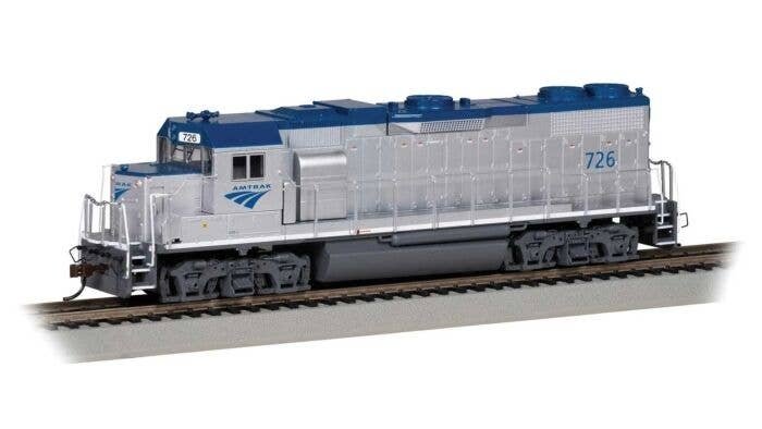 EMD GP38-2 - Standard DC -- Amtrak 726 (Phase V, silver, blue,, HO, Bachmann Industries 61723