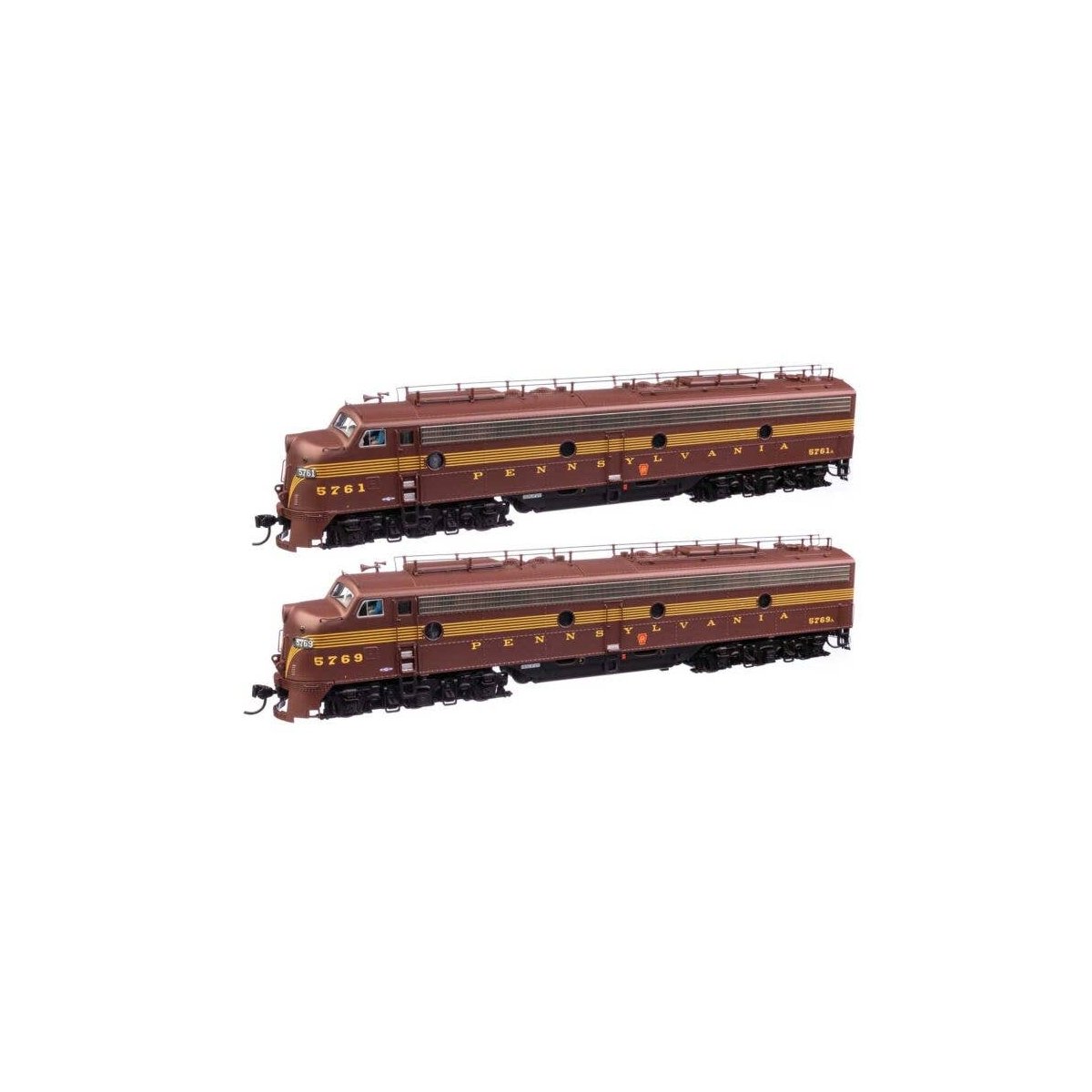 EMD E8 A-A - Standard DC -- Pennsylvania Railroad 5761A, 5796A (Class EP-22 Tuscan, Five-Stripe), HO, WalthersProto 49901