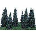Assorted Pine Trees -- 4 to 7′ 10.2 to 17.8cm pkg(12), ALL, Heki/Mini Forest 307
