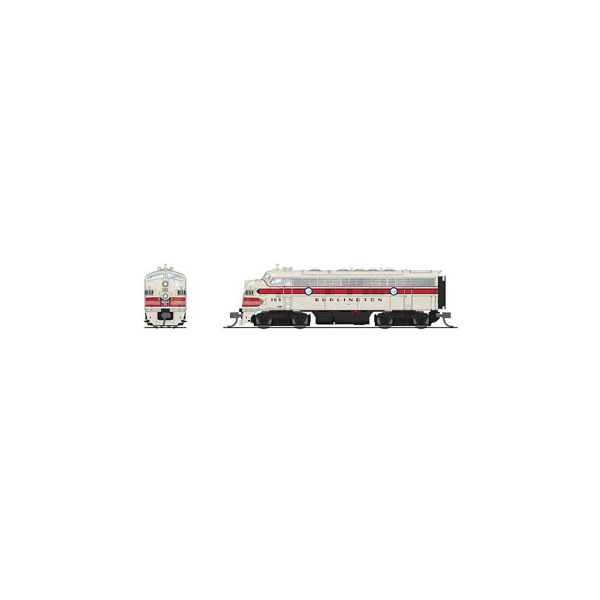 EMD F7A - Sound and DCC - Paragon4(TM) -- Chicago, Burlington & Quincy 169C (gray, red, b, N, Broadway Limited Imports 9247