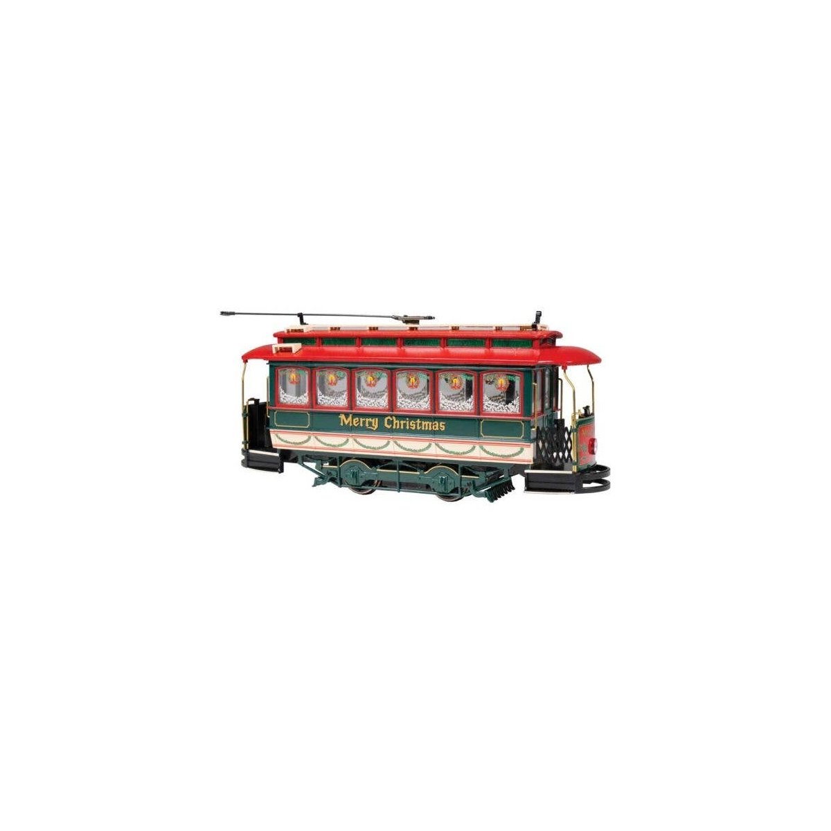 Closed Streetcar - Standard DC - Spectrum(R) -- Merry Christmas (green, red), On30, Bachmann Industries 25129