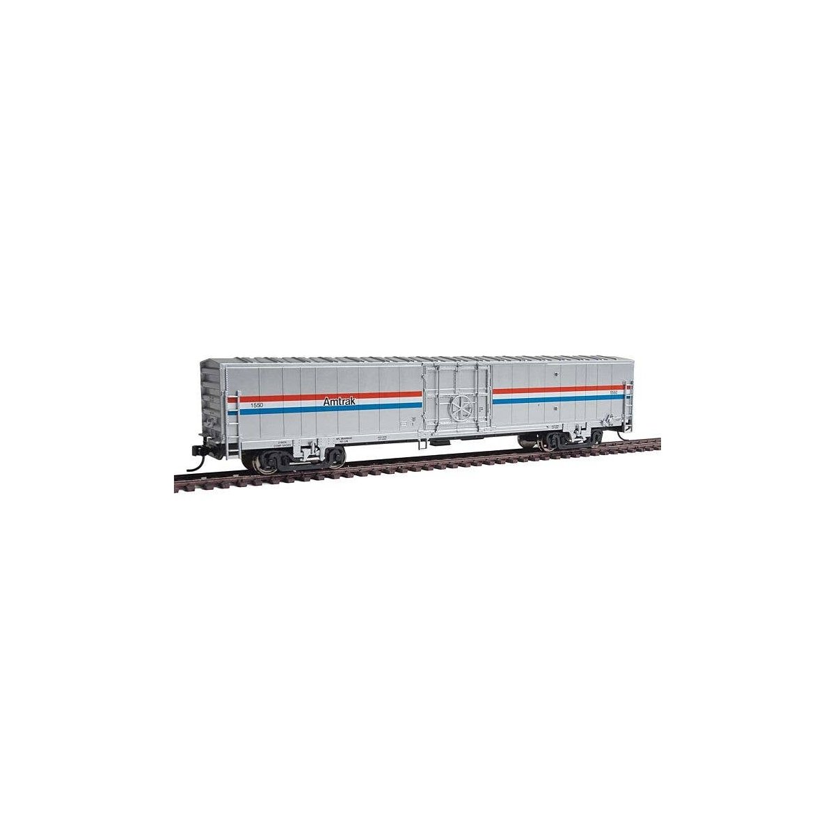 60′ Thrall Material Handling Car MHC-2 - Ready To Run -- Amtrak(R) 1550 (Phase III Equal Red, W, HO, WalthersMainline 31100