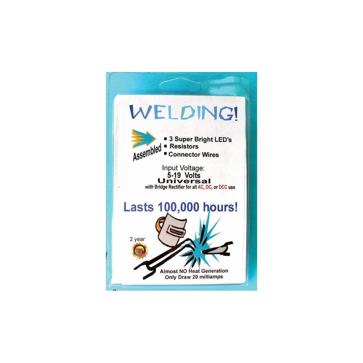 Welding Effects Pico LED Kit -- 3 LEDs, Resistors & Wire - Universal 5-19V AC/DC Input, ALL, Evan Designs UPW