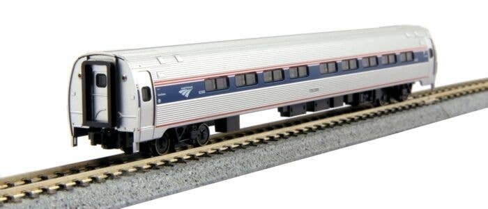 Amfleet I Coach & Cafe Set - Ready to Run -- Amtrak 82647, 48159 (Set B, Phase VI Wide Blue Stripe, N, Kato USA Inc 1068003