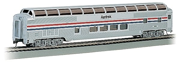 Budd 85′ Full-Length Dome w/Lights - Ready to Run - Silver Series(R) -- Amtrak (Phase III, E, HO, Bachmann Industries 13032