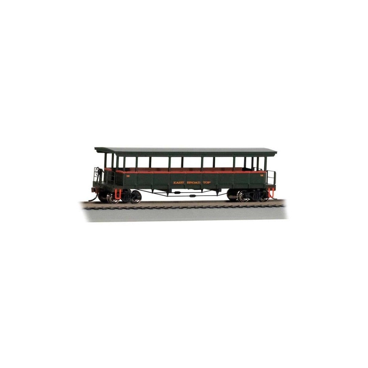 Open-Sided Excursion Car with Seats - Ready-to-Run - Silver Series(R) -- East Broad Top 168, HO, Bachmann Industries 17401